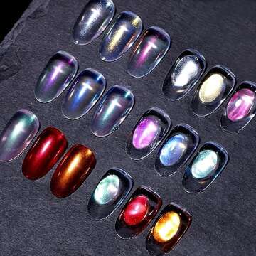 BORN PRETTY Chrome Powder Metallic Mirror Chameleon Nail Powder Auroras Mermaid Nail Powder Pigment for Nail Art Gel Polish Manicure Nail Art Decorations 9 Jars