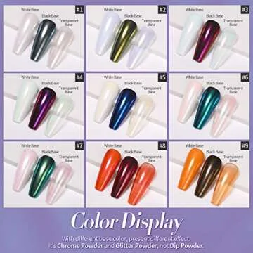 BORN PRETTY Chrome Powder Metallic Mirror Chameleon Nail Powder Auroras Mermaid Nail Powder Pigment for Nail Art Gel Polish Manicure Nail Art Decorations 9 Jars