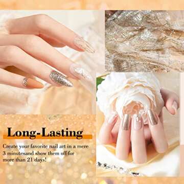 Skexiod Glitter Gel Nail Polish, 15ml Champagne Gold Gel Nail Polish Soak Off LED UV Nail Gel Polish for Nail Art Starter Manicure DIY at Home and Professional Salon, 0.5oz