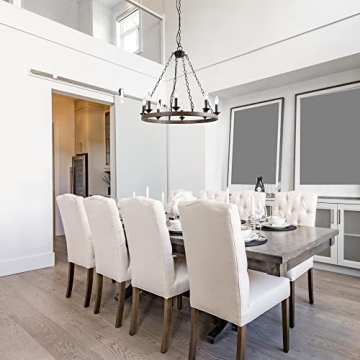 8-Light Rustic Wagon Wheel Chandelier Farmhouse Dining Living Room
