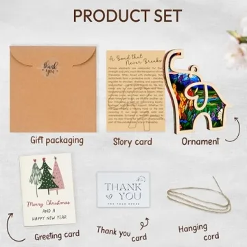 Friendship Elephant Valentines Ornament with Story Card, Sisterhood Elephant Ornament for Women Tribe, Friendship Gifts for Best Friends and Sisters, Elephant Ornament for Special Bond