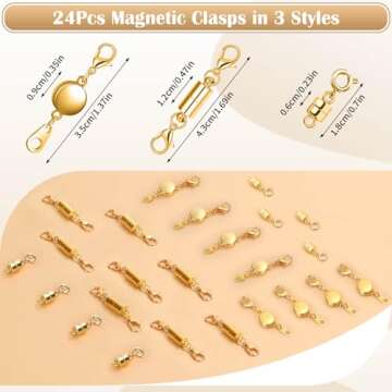 ROADPLUM 24 Pcs 3 Styles Magnetic Necklace Clasps and Closures