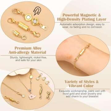 ROADPLUM 24 Pcs Magnetic Clasps for Jewelry Making