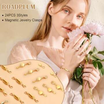 ROADPLUM 24 Pcs Magnetic Clasps for Jewelry Making