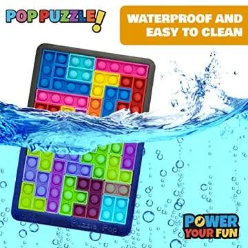 Power Your Fun Pop Puzzle Popper Fidget Game - 27pc Jigsaw Puzzle Game Pop Push It Bubble Sensory Fidget Toys for Learning, Stress Relief Silicone Push It Popper Board for Kids and Adults (Black)