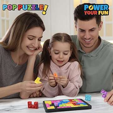 Power Your Fun Pop Puzzle Popper Fidget Game - 27pc Jigsaw Puzzle Game Pop Push It Bubble Sensory Fidget Toys for Learning, Stress Relief Silicone Push It Popper Board for Kids and Adults (Black)