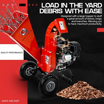 GreatCircleUSA Mini Wood Chipper 7 HP Gas Powered Efficient Mulching