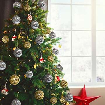 Set of 4 Silver Mercury Glass Ornaments (3.15" Classic Twist Ball) Perfect for Christmas Tree, Hanging Holiday Decoration, Gifts & Home Decor