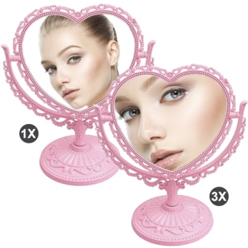 D&XQAUO Heart Shaped Mirror for Desk and Vanity