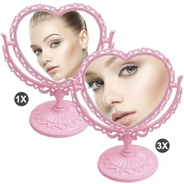 D&XQAUO Heart Shaped Mirror for Desk and Vanity