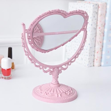 D&XQAUO Heart Shaped Mirror for Desk and Vanity