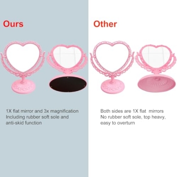 D&XQAUO Heart Shaped Mirror for Desk and Vanity