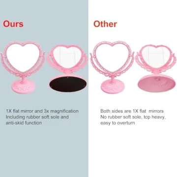 D&XQAUO Heart Shaped Mirror for Desk and Vanity