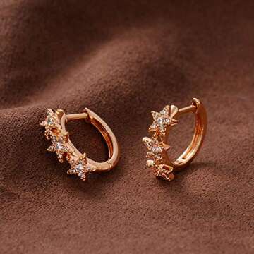 MEVECCO Gold Star Hoop Earrings for Women 18K Gold Plated Hoop Earrings Handmade Simple Minimalism Hoop Hypoallergenic Earrings for Everyday Jewelry