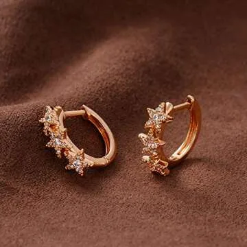 MEVECCO Gold Star Hoop Earrings for Women 18K Gold Plated Hoop Earrings Handmade Simple Minimalism Hoop Hypoallergenic Earrings for Everyday Jewelry