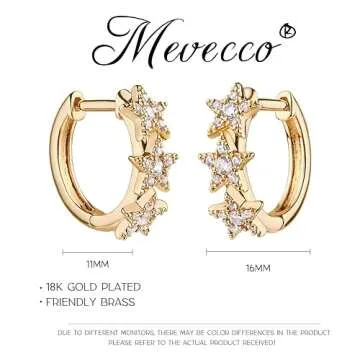 MEVECCO Gold Star Hoop Earrings for Women 18K Gold Plated Hoop Earrings Handmade Simple Minimalism Hoop Hypoallergenic Earrings for Everyday Jewelry