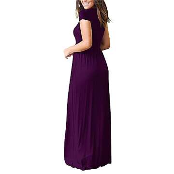 AUSELILY Women's Short Sleeve Loose Plain Casual Long Maxi Dresses for Women 2025 Purple M