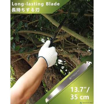 NACETURE Hand Saws for Tree Trimming - 14 Inch Curved Pruning Saw for Single-Hand Use, Hand Saw for ...