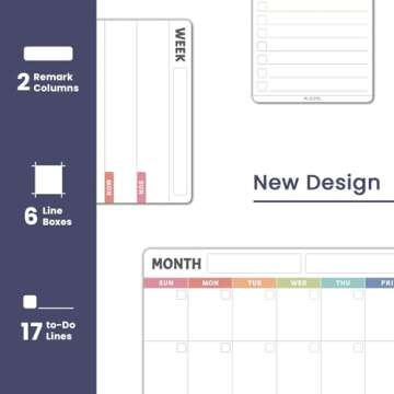 ALEZEL Magnetic Fridge Calendar Whiteboard, Dry Erase Calendar Set for Refrigerator - Vertical Month...
