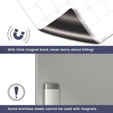 ALEZEL Magnetic Fridge Calendar Whiteboard, Dry Erase Calendar Set for Refrigerator - Vertical Monthly & Weekly Fridge Calendar with 1 List White Board, 4 Markers + Eraser