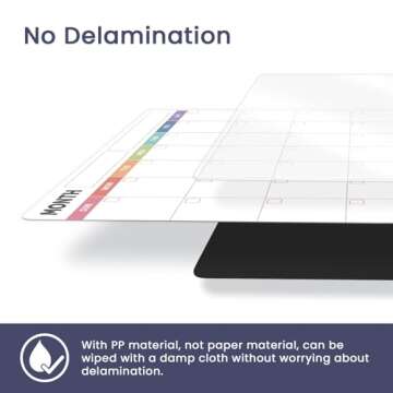 ALEZEL Magnetic Fridge Calendar Whiteboard, Dry Erase Calendar Set for Refrigerator - Vertical Monthly & Weekly Fridge Calendar with 1 List White Board, 4 Markers + Eraser