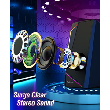 LENRUE USB/USB-C Powered Computer Speakers with LED Lights