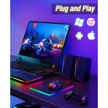 LENRUE USB/USB-C Powered Computer Speakers with LED Lights