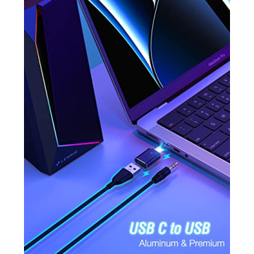 LENRUE USB/USB-C Powered Computer Speakers with LED Lights