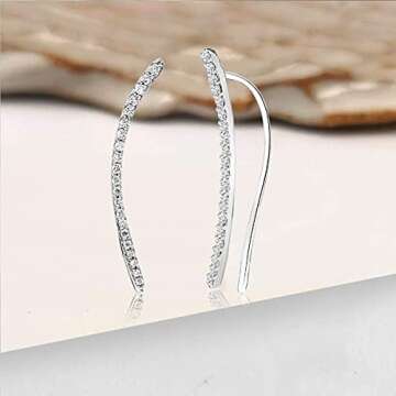 1/5 Carat | 10K White Gold | IGI Certified Lab Grown Crawler Diamond Earrings | Sparkling Elegance i...