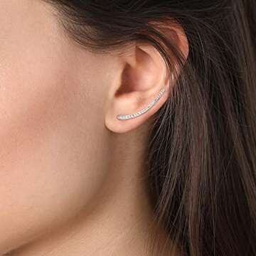 Elegant 10K White Gold Crawler Diamond Earrings for Everyday Glamour