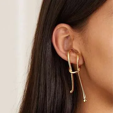 Gold Plated Geometric Dangle Earrings for Women