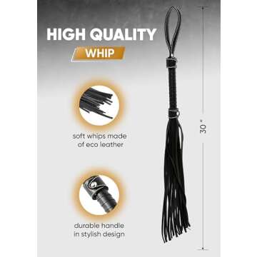 RIDIN Leather Crop 18" Faux Leather Whip 33" Equestrian Set - Leather Horse Riding Set - Horse Train...