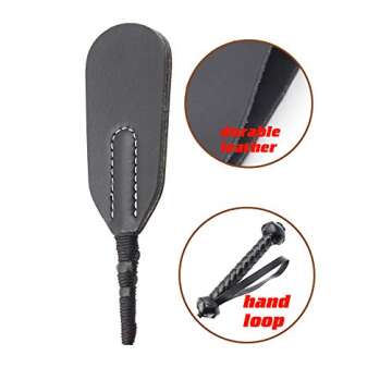 RIDIN Leather Crop 18" Faux Leather Whip 33" Equestrian Set - Leather Horse Riding Set - Horse Training Whip Play