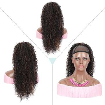 Youthfee 27” Drawstring Ponytail Deep Curly Heat Resistant Synthetic Instant Clip Ponytail Extension Protective Style Afro Kinky Curly Hair Pieces for Women