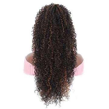 Youthfee 27” Drawstring Ponytail Deep Curly Heat Resistant Synthetic Instant Clip Ponytail Extension Protective Style Afro Kinky Curly Hair Pieces for Women