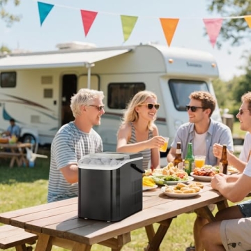 DUMOS Portable Ice Maker for Countertop with Handle, 26lbs/Day, 9 Bullet Ice Cubes Ready in 6 Mins, ...