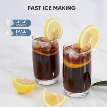 DUMOS Portable Ice Maker for Countertop with Handle, 26lbs/Day, 9 Bullet Ice Cubes Ready in 6 Mins, Self-Cleaning Quiet Ice Machine for Home, Kitchen, RV, Camping, Black