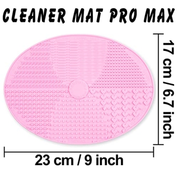 Makeup Brush Cleaner Mat Silicone Brush Cleaning Mat Big Size Make Up Brush Clean Pad with Suction Cup for Makeup Brush Cleaning (Pink)