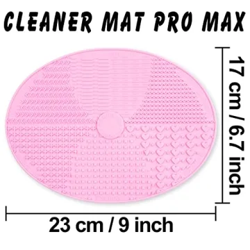 Makeup Brush Cleaner Mat Silicone Brush Cleaning Mat Big Size Make Up Brush Clean Pad with Suction Cup for Makeup Brush Cleaning (Pink)