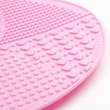 Makeup Brush Cleaner Mat Silicone Brush Cleaning Mat Big Size Make Up Brush Clean Pad with Suction Cup for Makeup Brush Cleaning (Pink)