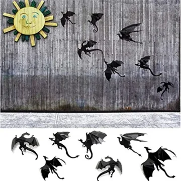 Mumaya 7pcs Wall Sticker 3D Dragon Wall Decal Dragon Wall Decal, Gothic Wall Stickers Party Decoration DIY Home Deco Halloween, Home, Window Decoration