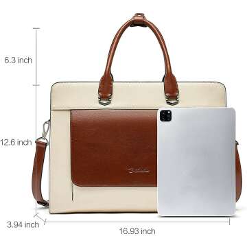 BOSTANTEN Leather Briefcase for Women - 15.6" Laptop Bag