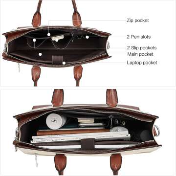 BOSTANTEN Leather Briefcase for Women - 15.6" Laptop Bag