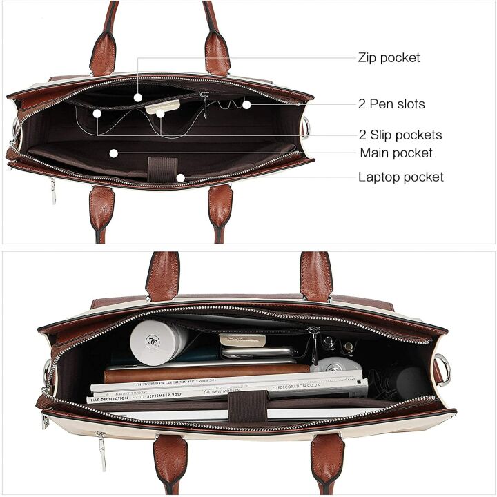 BOSTANTEN Leather Briefcase for Women - 15.6" Laptop Bag