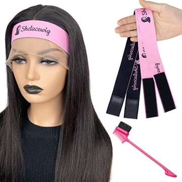 Wig Elastic Band, Edge Laying Band, Wig Band Edge Wrap to Lay Edges, Lace Melting Band for Sewing, Headband for Lace Front Wig, Wig Band with Adjustable Velcr, Wig Install Accessories Elastic Band