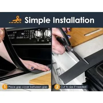 Linda’s Essentials Silicone Stove Gap Covers (2 Pack), Heat Resistant Oven Gap Filler Seals Gaps Between Stovetop and Counter, Easy to Clean Stove Gap Guard (25 Inches, Black)