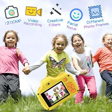 JOYTRIP Kids Camera, Selfie Digital Cameras Gifts for Boys Girls 3 4 5 6 7 8 9 yrs old, 12MP 1080P HD Video Camera with 32GB SD Card for Children, Shockproof Cameras with Flash for Christmas (Yellow)