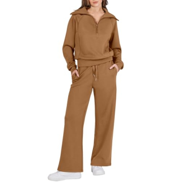 Prinbara Women 2 Piece Outfits Lounge Sets 2024 Winter Oversized Sweatshirt Wide Leg Pant Casual Mat...