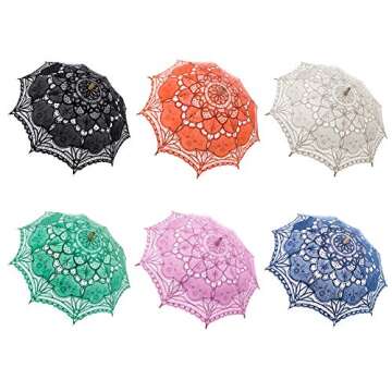 TopTie Vintage Pink Lace Parasol, Wedding Bridal Umbrella, Photograph Parasol, Party Decorations Sup...