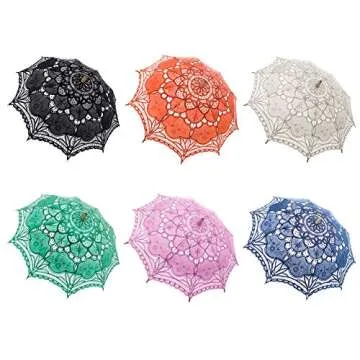 TopTie Vintage Pink Lace Parasol, Wedding Bridal Umbrella, Photograph Parasol, Party Decorations Sup...